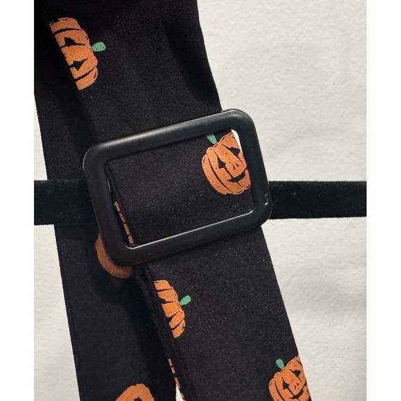 Unique Vintage Suspender Pumpkin Pencil Dress Large 10 12 Halloween Retro Pin Up - Picture 5 of 8
